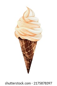 Vanilla Two Tone Ice Cream Watercolor Vector Design Great For Cards, Banners, Headers, Party Posters Or Decorate Your Artwork.