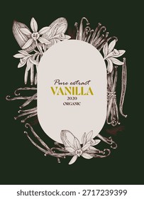 Plantilla de etiqueta de Vector de vainilla en estilo vintage