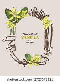 Plantilla de etiqueta de Vector de vainilla en estilo vintage
