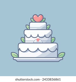 Vanilla wedding cake concept isolated vector illustration