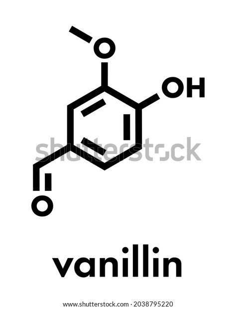 Vanillin\
vanilla extract molecule. Skeletal\
formula.