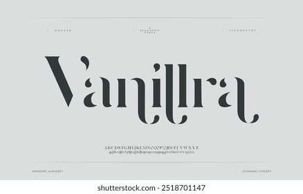 Vanillra, letras do alfabeto de luxo tipografia de fonte elegante casamento clássico lettering serif fontes decorativo vintage retro logotipo design vetor logotipo para marca