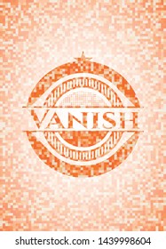 Vanish abstract emblem, orange mosaic background