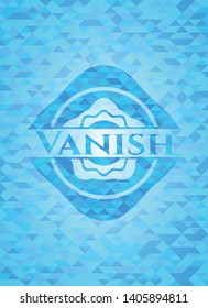 Vanish light blue emblem with triangle mosaic background
