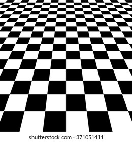 Vanishing checkered surface. 3d surface in perspective. Vector background.