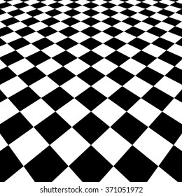 Vanishing checkered surface. 3d surface in perspective. Vector background.