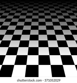 Vanishing checkered surface. 3d surface in perspective. Vector background.