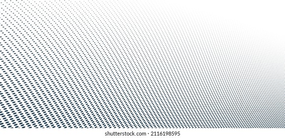 Vanishing dots vector abstract background in black and white minimal style and place for text, technology theme halftone points gradient in motion, in 3D perspective.