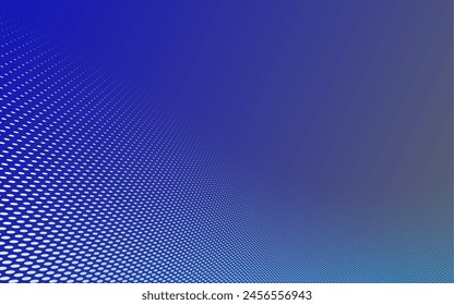 Fondo abstracto de Vector de puntos de fuga en azul oscuro estilo mínimo y lugar para el texto, degradado de puntos de semitonos de tecnología en movimiento, en perspectiva 3D.