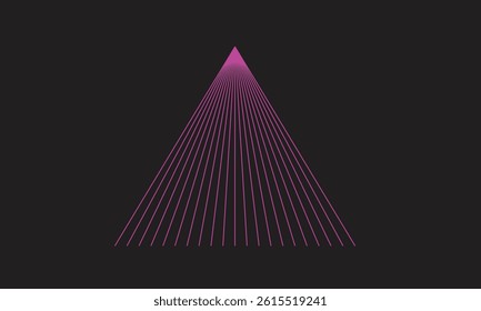 Vanishing point line art, Geometric lines in perspective, Abstract triangle shape with depth, Orange linear perspective design, Futuristic converging line pattern