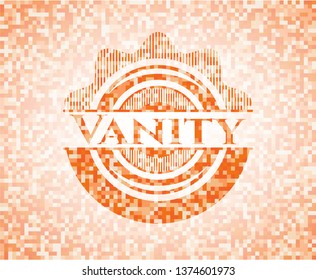 Vanity abstract orange mosaic emblem with background