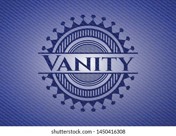 Vanity badge with denim texture. Vector Illustration. Detailed.