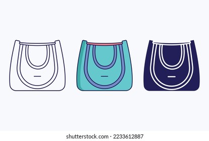 Vanity bag line and glyph icon, women handbag vector illustration