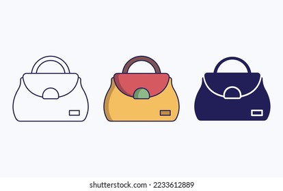 Vanity bag line and glyph icon, women handbag vector illustration