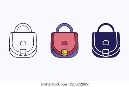 Vanity bag line and glyph icon, women handbag vector illustration