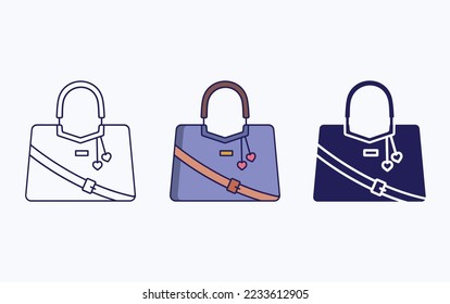 Vanity bag line and glyph icon, women handbag vector illustration