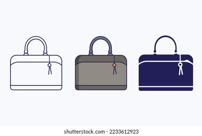 Vanity bag line and glyph icon, women handbag vector illustration