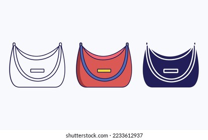 Vanity bag line and glyph icon, women handbag vector illustration