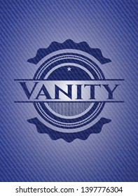 Vanity emblem with denim texture. Vector Illustration. Detailed.