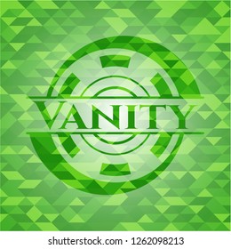 Vanity green emblem with triangle mosaic background