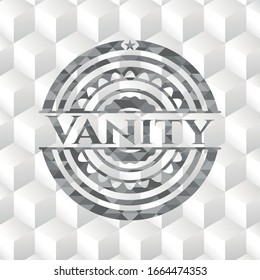 Vanity grey emblem with geometric cube white background