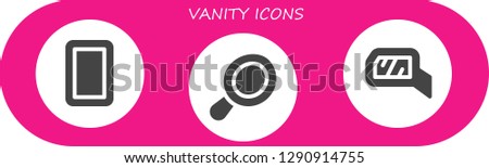 vanity icon set. 3 filled vanity icons. Simple modern icons about  - Mirror, Hand mirror