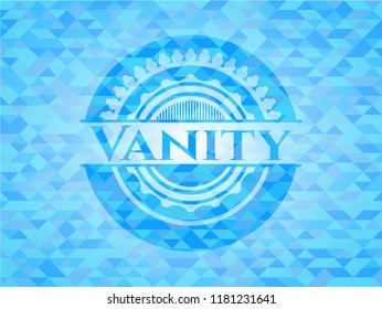 Vanity light blue emblem. Mosaic background