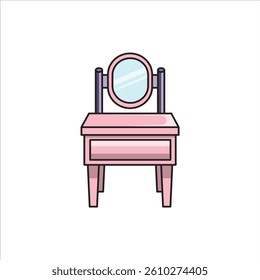 Vanity For Make up Stylized and Editable Vector Illustration for House Appliances Design Theme