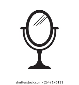 Vanity mirror icon for a bedroom or bathroom representing a tool for self reflection seeing your appearance or applying makeup for beauty vector solid glyph icon