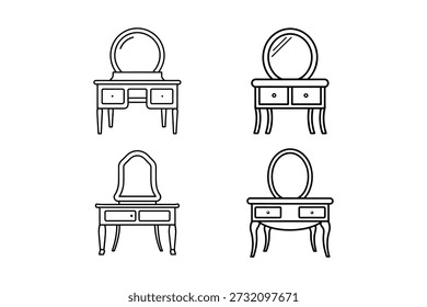 vanity table icon line art vector illustration isolated
