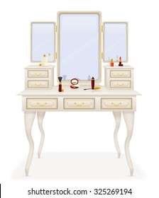 Vanity Table Old Retro Furniture Vector Illustration Vector Illustration Isolated On White Background