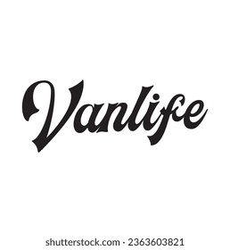 vanlife text on white background.