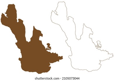 Vanna island (Kingdom of Norway, Troms) map vector illustration, scribble sketch Vannoya map