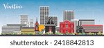 Vantaa Finland city skyline with color buildings and blue sky. Vector illustration. Vantaa cityscape with landmarks. Business travel and tourism concept with modern and historic architecture.
