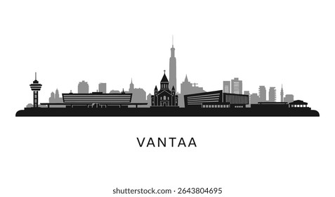 Vantaa skyline with Finland City silhouette.