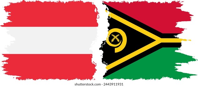 Vanuatu y Austria grunge banderas de conexión, vector