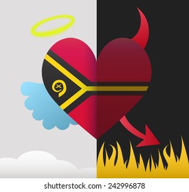 Vanuatu background of a heart half demon half angel