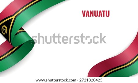 Vanuatu banner with flag ribbon and white background design.