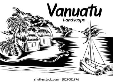 Vanuatu Beach Landscape Vector EPS10