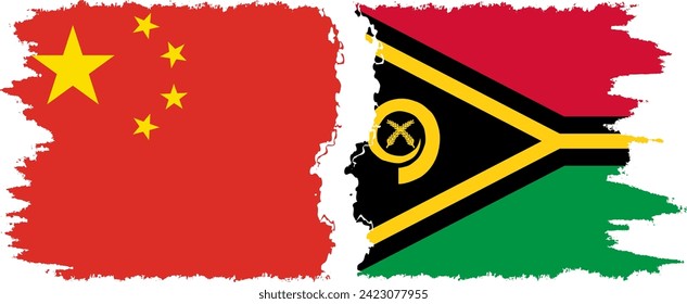 Conexión de banderas de grifo de Vanuatu y China, vector