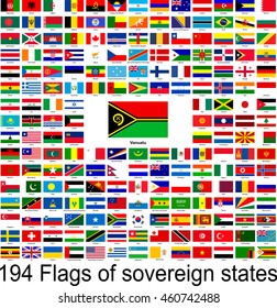 Vanuatu, collection of vector images of flags of the world