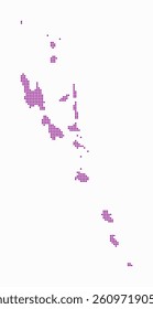 Vanuatu dotted map. Digital style map of the country on a white background. Vanuatu shape with circle dots. Colored dots style. Small-sized circles. Stylish vector illustration.