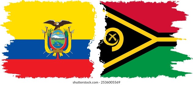 Conexión de banderas grunge de Vanuatu y Ecuador, Vector
