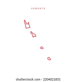 Vanuatu editable outline map. Vanuatuan red border. Country name. Adjust line weight. Change to any color. Vector illustration.