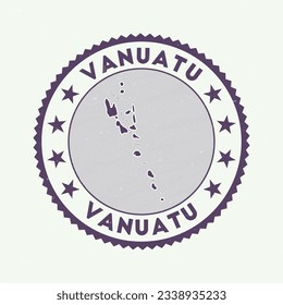 Vanuatu emblem. Country round stamp with shape of Vanuatu, isolines and round text. Amazing badge. Authentic vector illustration.