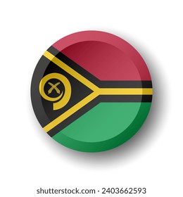 Vanuatu flag - 3D circle button with dropped shadow. Vector icon.