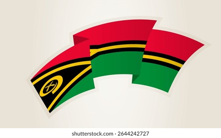 Vanuatu Flag in Abstract Ribbon Shape, National Symbol of the Vanuatu. This vector is ideal for use in national events, Independence Day, international sports competitions.