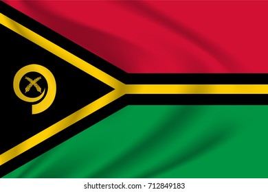 Vanuatu flag background with cloth texture. Vanuatu Flag vector illustration.