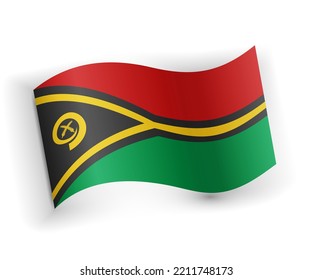 Vanuatu flag bended and lying on white background