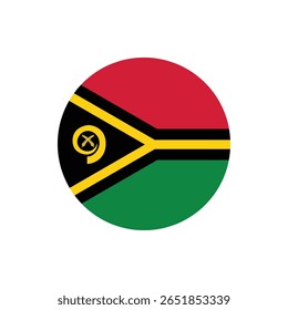Vanuatu Flag Button. Round Vanuatu flag icon. Vanuatu flag badge Vector for independence day celebration Png on transparent background.